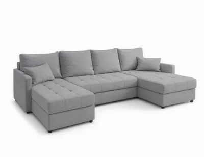 Image de AX LIVING Canapé d'angle grand Dolceo 287 cm - Canapé gris avec fonction sommeil & ottomane