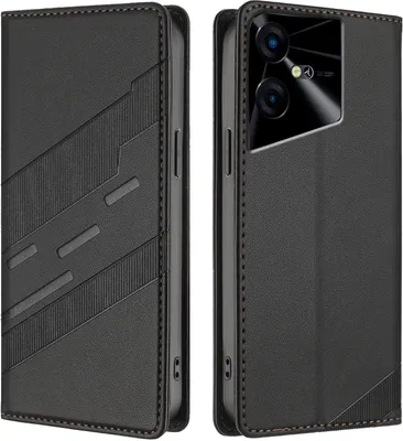 Produktbild von Hülle für Tecno Pova Neo 3, Kunstleder Brieftaschen Handyhülle mit Kartenfach und Standfunktion Schwarz