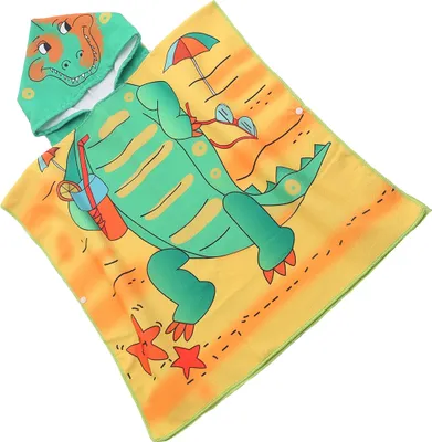 Produktbild von FEBE Badeponcho Kinder Krokodil am Strand Badetuch Mit Kapuze Bademantel für Kleinkind