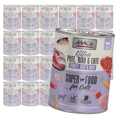 Produktbild von MAC's Kitten 24x800g getreidefreies Nassfutter für Kitten, Truthahn, Rind, Ente