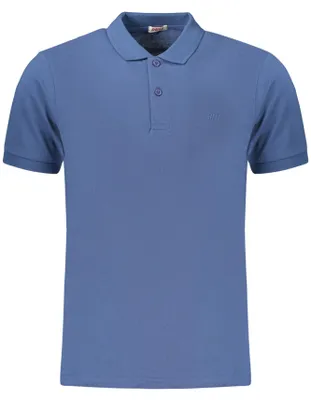 Image de Polo pour homme bleu avec broderie et logo – manches courtes et 2 boutons