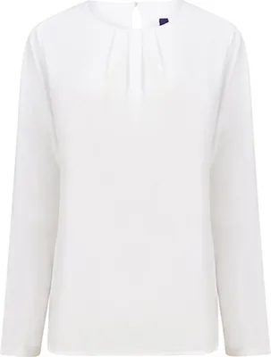 Image de Henbury H598 | Chemisier à manches longues plissé pour dames - Couleur : Blanc - Taille : M