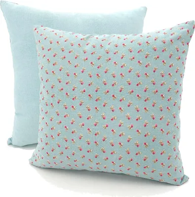 Produktbild von Deko Kissen Tilda Stoff Rosen Rosa Hellblau Kissenhülle 40x40 Landhaus Typ740