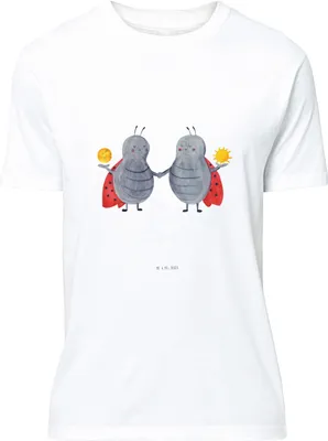 Produktbild von Mr. & Mrs. Panda Tshirt Sternzeichen Zwilling - Weiß - Geschenk, Print-Shirt, Glückskäfer, Marienkäfer, Shirt, Zwillingsbruder, T-Shirt, Zwillinge, oberteil, S