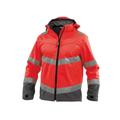 Produktbild von DASSY Warnschutz Softshell Jacke MALAGA Gr. 2XL neonrot/grau