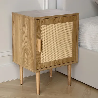 Produktbild von riess-ambiente Design Nachttisch VIENNA 60cm natur Rattan Geflecht Beistelltisch mit Stauraum Nachtschrank Nachtkästchen