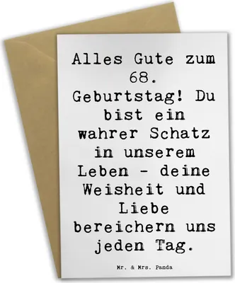 Produktbild von Mr. & Mrs. Panda Glückwunschkarte Spruch 68. Geburtstag Schatz - Weiß - Geschenk, Happy Birthday, herzlicher Gruß, Lachen, Geburtstagsgeschenk, Feiern, Grußkarte, Feier