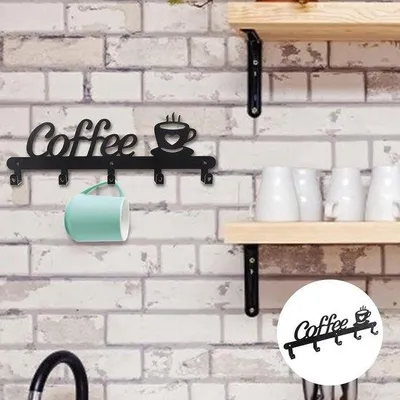 Produktbild von Rustikale Wandmokkenhalter 5 Haken Küchenorganizer