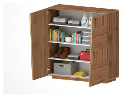 Produktbild von Mehrzweckgarderobe 2-türiger Zulimo, Multifunktionsschrank, 2-türiger Schrank, 120x44h126 cm, Eiche