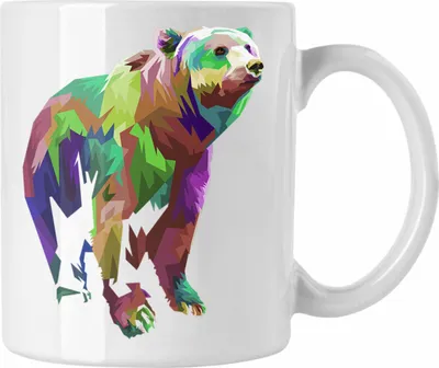 Produktbild von Trendation - Bär Poiygon Grafik Tasse Geschenk Bären Liebhaber (Weiß)