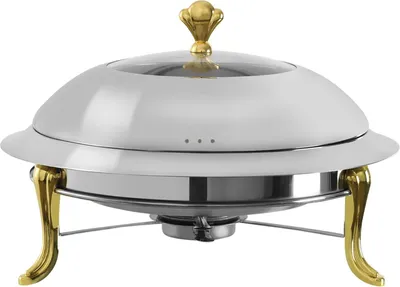 Image de Chafing Dish - Réchaud rond - 28 cm, 3 L - Acier inoxydable - Pour restaurant, buffet, hôtel - Or