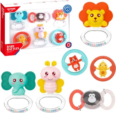 Image de Set de hochets Pour bébés animaux 6 éléments.