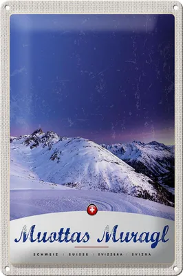 Produktbild von Blechschild Reise 20x30cm Muottas Muragl Schweiz Winter Schnee