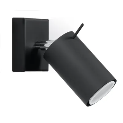 Zdjęcie produktu dla Kinkiet RING czarno-srebrny 1xGU10x40W metal wym:10x15x15cm IP20 Sollux Lighting