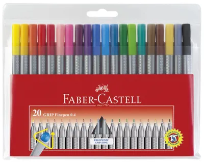 Produktbild von Faber-Castell Grip, Mehrfarbig, Mehrfarbig, 0,4 mm, Recycelbarer Kunststoff, Metall, 20 Stück(e)