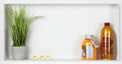 Zdjęcie produktu dla Półka wnękowa WALL-BOX No Rim Biała, Stal Nierdzewna 60x30x10 cm, Wodoszczelna, Balneo