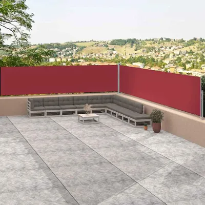 Image de vidaXL Marquise latérale extensible rouge 117x1200 cm