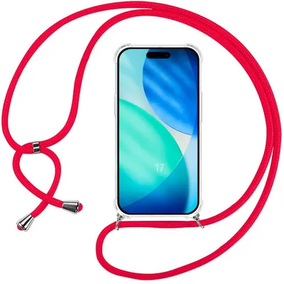 Image de Coque pour iPhone 17, Protection Renforcé TPU Antichoc Transparent avec Cordon Rouge