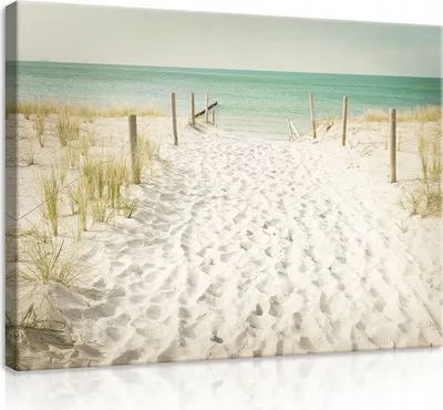 Produktbild von Leinwandbild Strand Meer 100x70 cm XXL Natur Ostsee Schlafzimmer Wohnzimmer Canvas Bilder Wandbilder Kunstdruck Wand Bild auf Leinwand Aufhängefertig