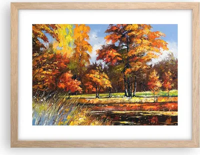 Produktbild von Gerahmtes Poster - Rahmen in heller Eiche - Park Herbst Wasser - 40x30 cm - Wand Bild - Wanddeko - Wandbilder - Wandposter - Bilderrahmen - Bilder - Kunstdruck - Wandbild - P2NAA40x30-3536