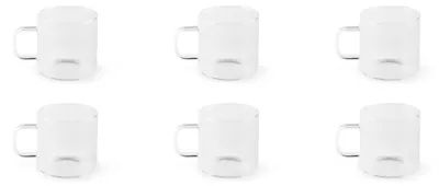 6 Kaffeetassen aus Borosilikatglas, 140 ml, transparent