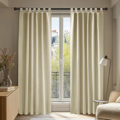 Produktbild von Schlaufenschal Verdunkelung Beige 140x175cm 2 Stück Blickdicht Thermogardine