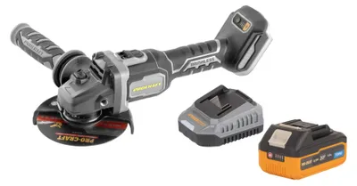 Zdjęcie produktu dla Procraft Industrial AG125Bbb akumulatorowa szlifierka kątowa 20 V 125 mm bezszczotkowa + 1x akumulator 4,0 Ah + ładowarka