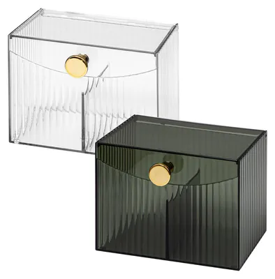 Imagen del producto de Set de 2 dispensadores de hisopos con tapa - Dispensador de acrílico transparente