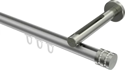Produktbild von Interdeco Innenlaufstange / Gardinenstange mit Innenlauf Silbergrau / Edelstahl-Optik, Typ Siteno Estana (Glitzerkappe), 20 mm Ø 1-läufig, 400 cm
