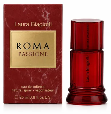 Obrázek produktu pro Laura Biagiotti Roma Passione, Ženy, 25 ml, Nedoplnitelná lahvička, Černý rybíz, Grep, Mandarinka, Jasmín, Růže, White peony, Jantar, Pižmo, Tonkové boby, Vanilka