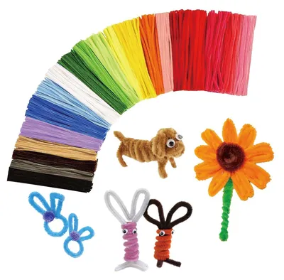 Productafbeelding van Pijpenreinigers, 200 stuks, kleurrijk, 30 cm, voor knutselen, doe-het-zelf projecten en decoratie, 20 verschillende kleuren