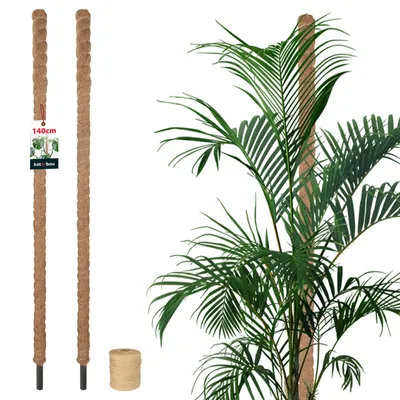 Produktbild von KOTARBAU® 2er Set Moosstab für Monstera ⌀ 3,2x140cm Rankhilfe für Zimmerpflanzen Pflanzstab Kokosstab  Pflanzenstütze aus Kokosfaser Braun