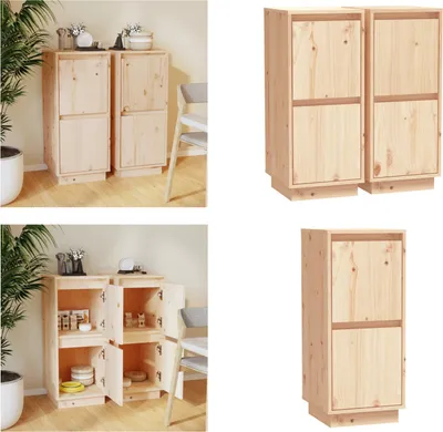 Produktbild von vidaXL Sideboards 2 Stk. 31,5x34x75 cm Massivholz Kiefer - Sideboard - Sideboards - Schrank - Lagerschrank