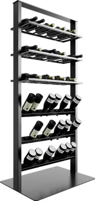 Produktbild von MetaloPro Weinregal Piemont – Metall Schwarz Flaschenregal Für 54 Weinflaschen – Robustes Design, Weinständer Für Küche, Keller Oder Bar – 170x80x60cm