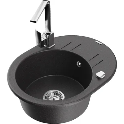 Obrázek produktu pro Mexen Kevin 1-miskový granitový dřez s odkapávačem a kuchyňskou baterií Rita, Skvrnitá černá - 6517-76-670300-00