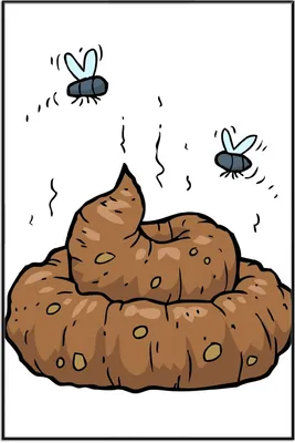 Produktbild von Wallario Wandbild Comic Scheißhaufen mit Fliegen, Größe: 61 x 91,50 cm, Poster mit schwarzem Aluminiumrahmen