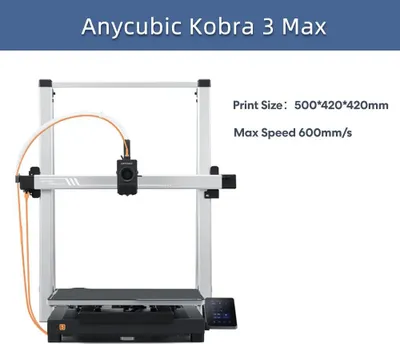 Produktbild von FDM 3D‑Drucker - Kobra 3 Max - Bauvolumen 400×400×450 mm - WLAN - 0,4 mm Düse - Schichthöhe 0,05–0,3 mm - TFT‑Touchscreen - Silber