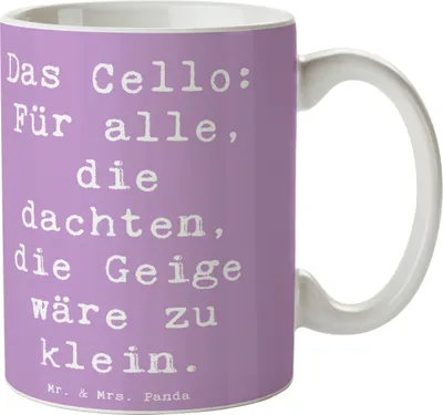 Produktbild von Mr. & Mrs. Panda Kaffeetasse Spruch Cello Magie - Lavendeltraum - Geschenk, Musikinstrument, Solo, Lernen, Kaffeebecher, Instrument, Becher, Kammermusik, Orchester, Musik