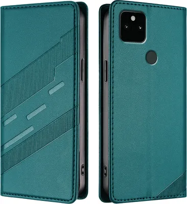 Image de Étui pour Google Pixel 5A, étui portefeuille en cuirPolyuréthaneavec fente pour cartes et fonction stand Grün