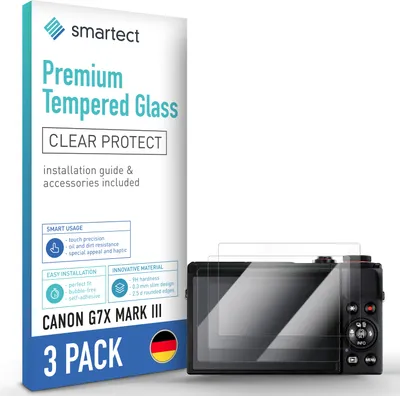 Produktbild von 3x Schutzglas Panzerfolie Klar für Canon G7X Mark III Displayschutz Hartglas