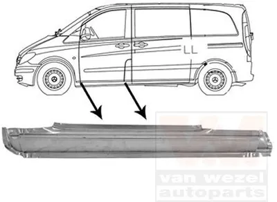 Produktbild von VAN WEZEL 3080101 Schweller Reparaturblech Einstiegblech Links passend für MERCEDES-BENZ VIANO (W639) VITO Bus (W639) VITO / MIXTO Kasten (W639)