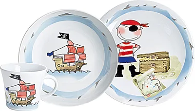 Produktbild von Kinderset Schatzpirat, blau/rot, 3-teilig (1 Set)