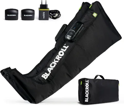Productafbeelding van Blackroll Compressieboeken 2.0, naadloze compressie, 5 drukniveaus, geïntegreerde pomp, 2 batterijen, oplaadkabel, draagtas, zwart