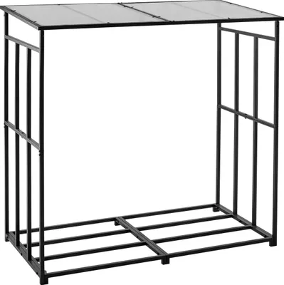 Zdjęcie produktu dla SucceBuy metalowy stojak na drewno opałowe, 143x70x143 cm, stojak na drewno o nośności do 300 kg, stojak na drewno opałowe na werandy, tarasy i ogrody
