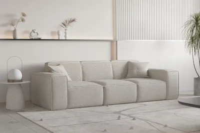 Produktbild von Sofa Designersofa CELES PREMIUM 3-Sitzer in Stoff Ascot Bukla Beige