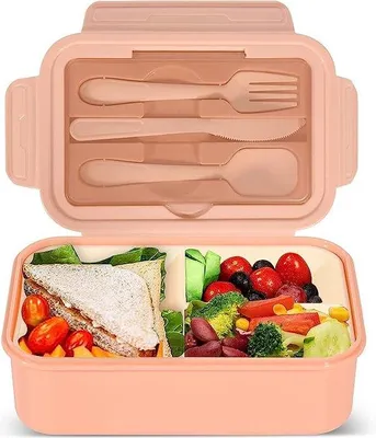 Zdjęcie produktu dla Unyqoos® Lunchbox 1400 ml – pojemnik na lunch typu Bento z 3 przegródkami, wykonany z bezpiecznego tworzywa PP (wolny od BPA), nadający się do używania w mikrofalówce i zmywarce, idealny do szkoły, biura, pikników i podróży
