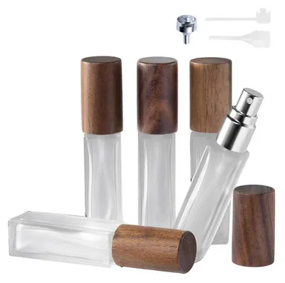 Produktbild von Parfümzerstäuber Glas mit Holzdeckel 5er Set 10 ml