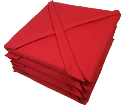 Produktbild von Rattani Set 4 x Stuhlkissen/Sitzkissen Marina Eckig mit Schleife 40 x 40 cm Dicke 5 cm, Fb. Uni Living rot