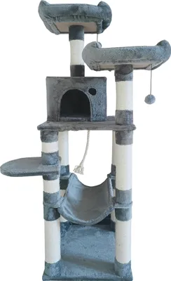 Produktbild von Dehner Lieblinge Kratzbaum Akiro, Katzenbaum robust, Kletterbaum für Katzen, ca. 50 x 150 x 50 cm, MDF / Sisal / Polyester, grau / beige