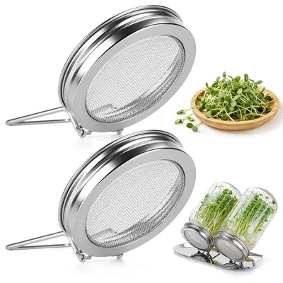 Produktbild von Sprossen Deckel für Wide Mouth Mason Jar, rostfreier Edelstahl Keimglas Deckel mit integriertem Ständer & Ablaufdesign